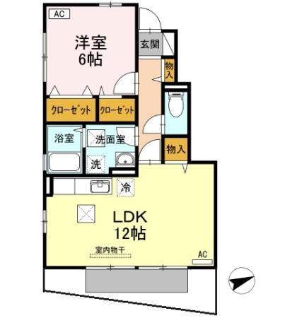 ラ・クレール(1LDK/1階)の間取り写真