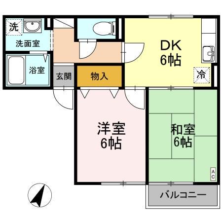 セジュール誉B(2DK/2階)の間取り写真