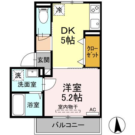 萩シーサイド京和(1DK/2階)の間取り写真