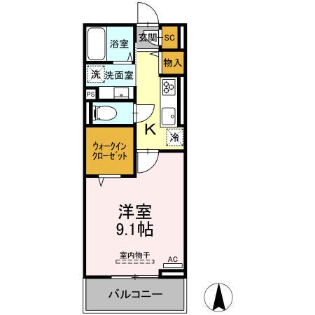 ラ・プランタン古泉(1K/3階)の間取り写真