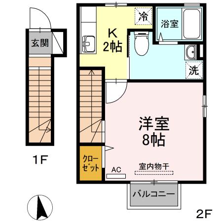 リビエールNO.2(1K/2階)の間取り写真