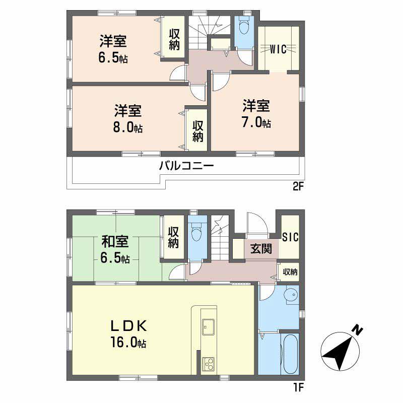 山口県光市 2階建 築6年(4LDK)の間取り写真