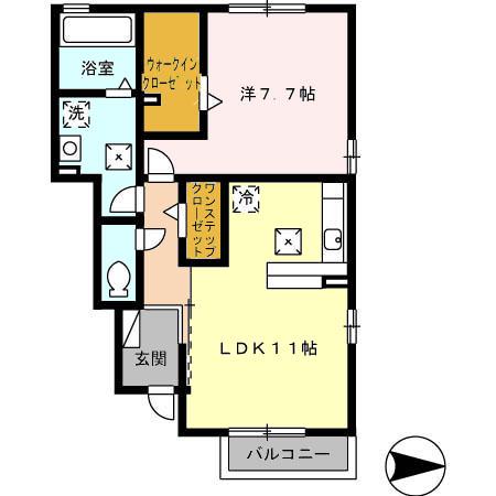 マノワール島田(1LDK/1階)の間取り写真