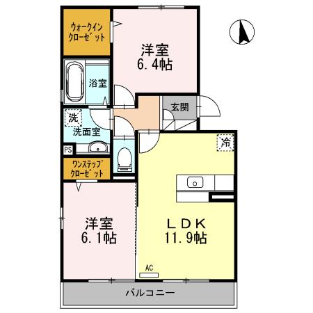 ベルモンゾ D-ROOM(2LDK/2階)の間取り写真