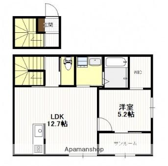 フィッシャー・タイガー油見(1LDK/2階)の間取り写真