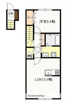 ブルック新町(1LDK/2階)の間取り写真
