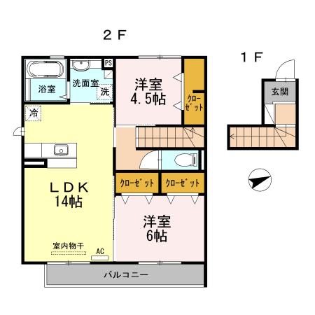 エトワール(2LDK/2階)の間取り写真