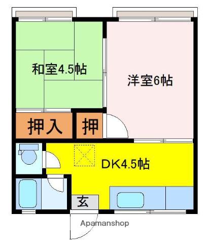 コーポ麻衣(2K/2階)の間取り写真