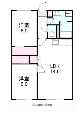 ホワイトハイツ(2LDK/2階)の間取り写真