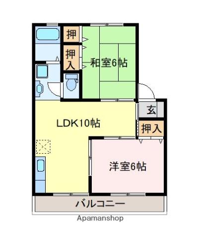 ヴィラたかせ(2LDK/2階)の間取り写真