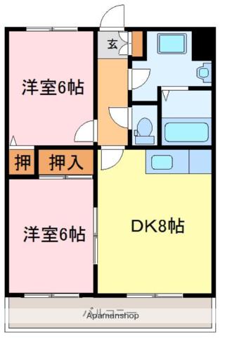ロイヤルハイツおのだ Ⅱ(2DK/3階)の間取り写真