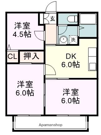 サンガーデンあすなろC(3DK/2階)の間取り写真