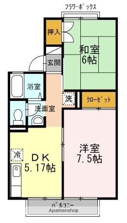 セジュール田中B(2DK/1階)の間取り写真