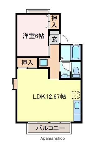 セジュール田中A(1LDK/1階)の間取り写真