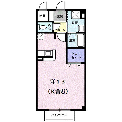メゾン・ド・プラティーク A棟(ワンルーム/1階)の間取り写真