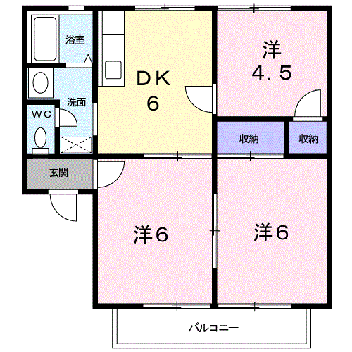ロイヤルパレス村松Ⅰ(3DK/1階)の間取り写真