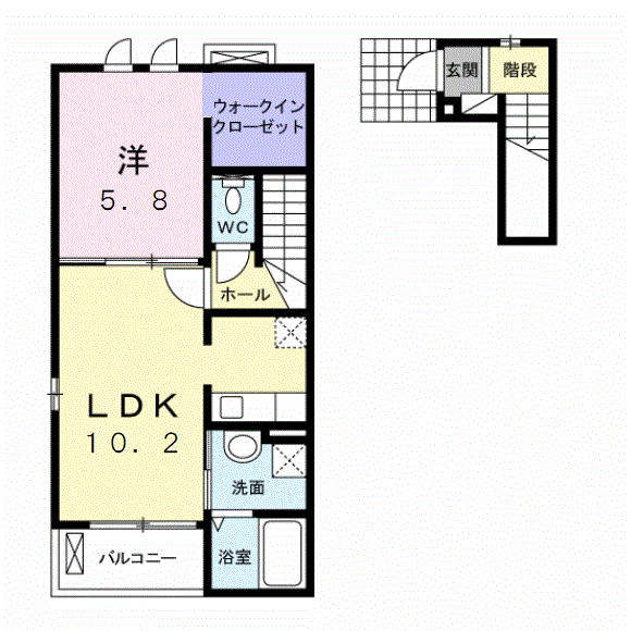 モダングランツB(1LDK/2階)の間取り写真