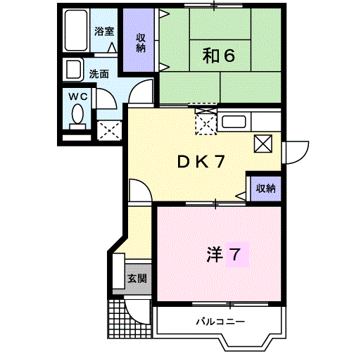 メゾン・ド・エスペランスⅡ番館(2DK/1階)の間取り写真
