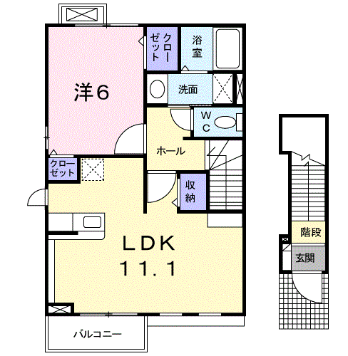 サンセレーノⅡ(1LDK/2階)の間取り写真