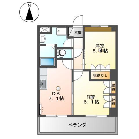 ウィステリアスプリングス(2DK/2階)の間取り写真