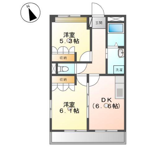 カメリアSK(2DK/1階)の間取り写真