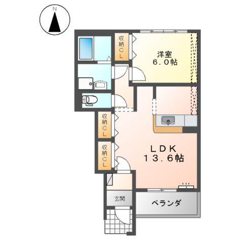 ダンデリオン黒石(1LDK/1階)の間取り写真