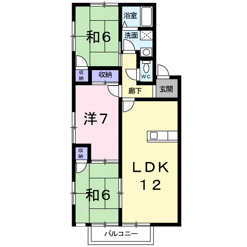 ロイヤルパレス村松ⅡA(3LDK/2階)の間取り写真
