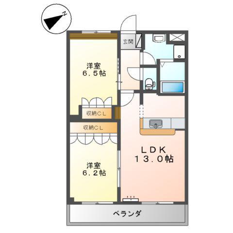 グランダー常盤(2LDK/2階)の間取り写真
