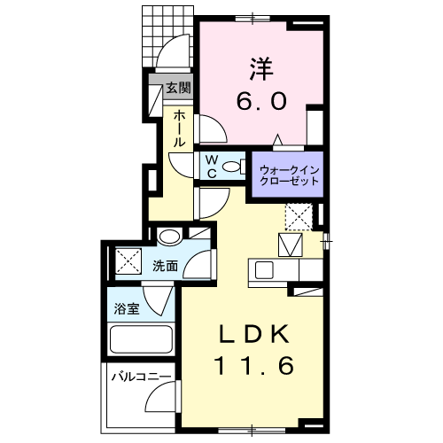 カステルールB(1LDK/1階)の間取り写真