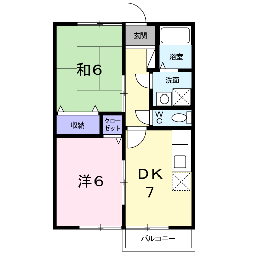 サンライズB(2DK/2階)の間取り写真