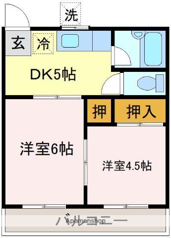 寝太郎ハイツ(2DK/2階)の間取り写真