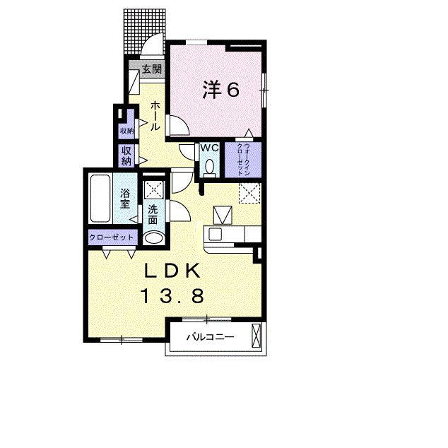 グランドソレイユ松栄 Ⅰ(1LDK/1階)の間取り写真