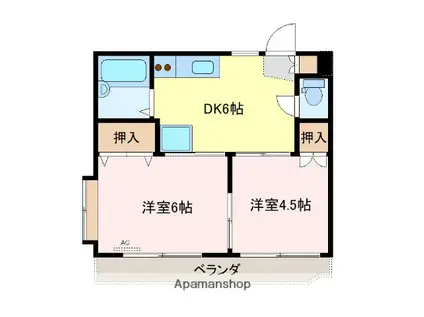 サンハイツマンション(2DK/2階)の間取り写真