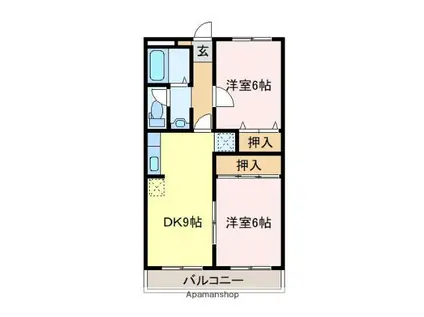 メゾンファミーユ(2DK/2階)の間取り写真