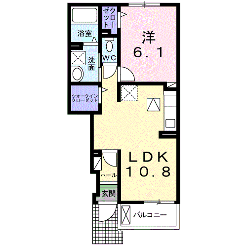 グランヒルズUBE Ⅱ(1LDK/1階)の間取り写真