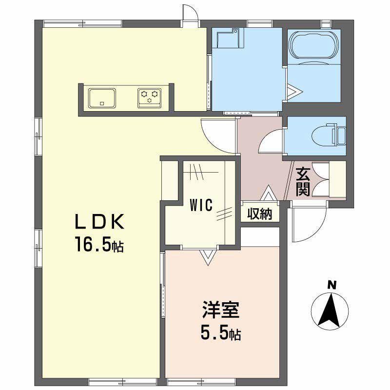 アンソレイエ21A(1LDK/1階)の間取り写真