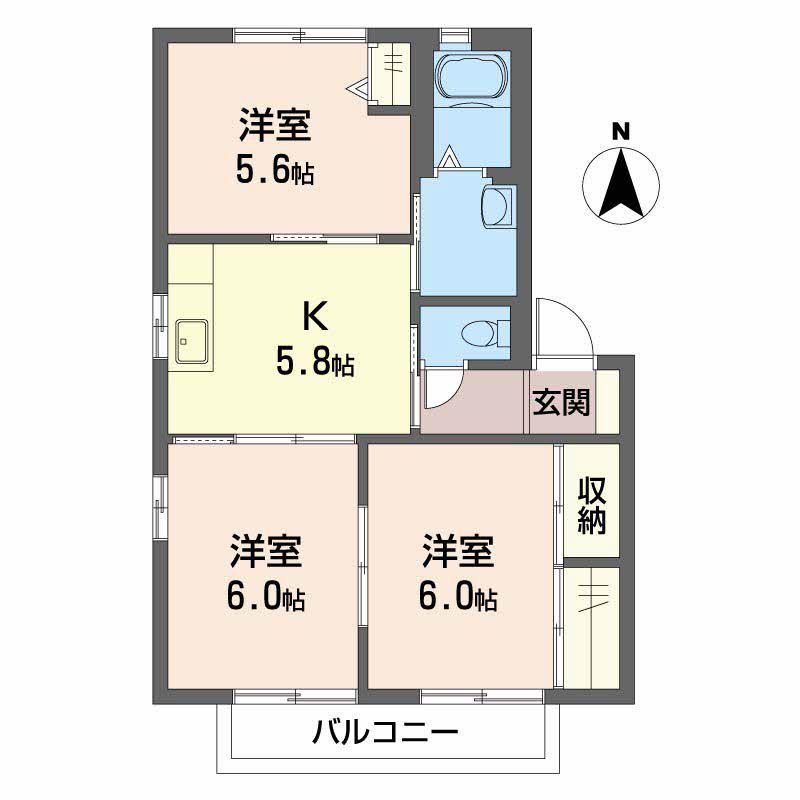 シャーメゾン東割A(3K/1階)の間取り写真