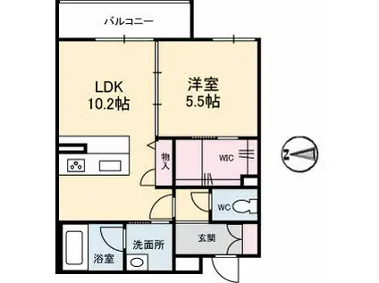 シャーメゾンステージ新山口駅前 C棟(1LDK/3階)の間取り写真