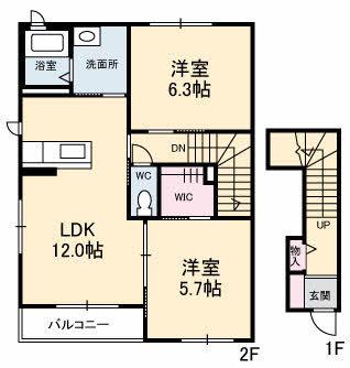 シャーメゾン・アーク(2LDK/2階)の間取り写真
