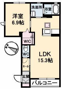 シャーメゾングランシャリオ(1LDK/1階)の間取り写真