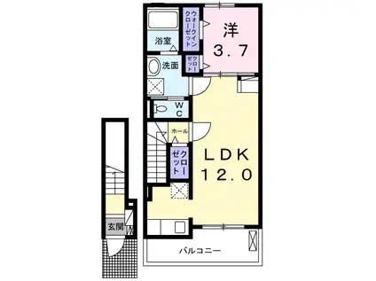 小郡尾崎町アパート(1LDK/2階)の間取り写真