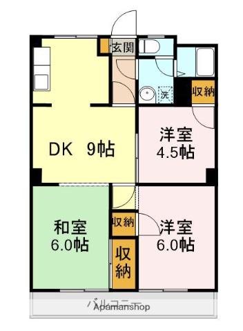 ディモーラ山門(3DK/5階)の間取り写真