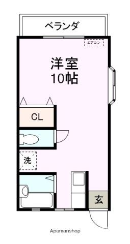 ハイツ遠山ⅡA(ワンルーム/1階)の間取り写真