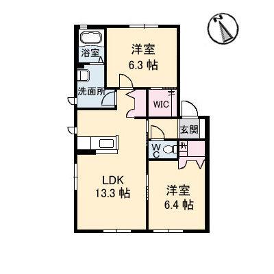 グランマストシエロⅣ(2LDK/1階)の間取り写真