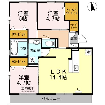 黒石ヒルズ(3LDK/3階)の間取り写真