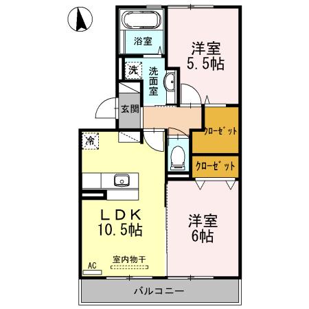 ボナール(2LDK/1階)の間取り写真