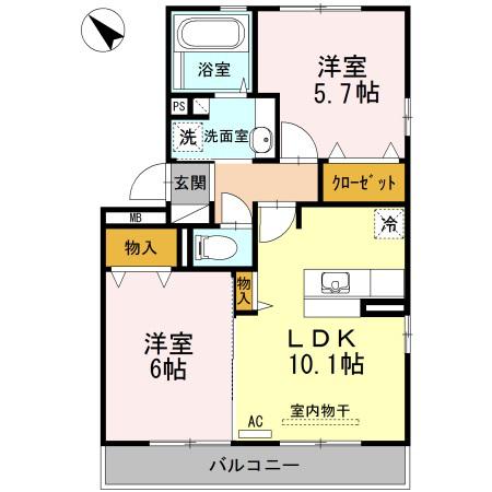 フェリックス(2LDK/3階)の間取り写真