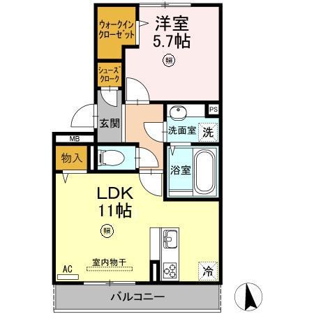 ミッドレジデンス A A棟(1LDK/3階)の間取り写真