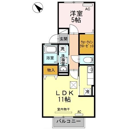 コンフォートヴィラ弐番館(1LDK/1階)の間取り写真