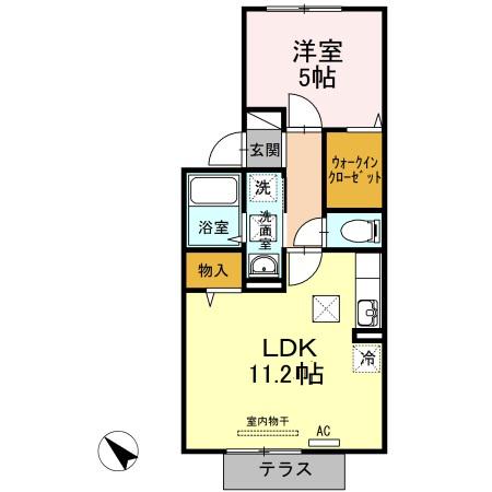 ベルヴィルカメリア(1LDK/1階)の間取り写真